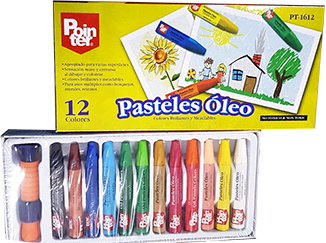 Crayon Pastel con Agarrador. 12 colores