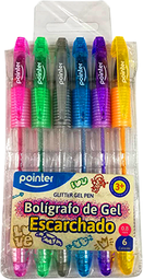 [R0116] Boligrafo Gel Colores escarchado. 6 Colores. 0.8 mm