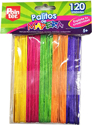 [R0204] Palitos de Madera. 120 unidades. Colores. Pequeño