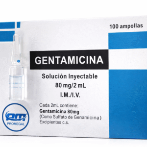 Gentamicina solución inyectable 80 mg 2 ml caja 100 ampollas